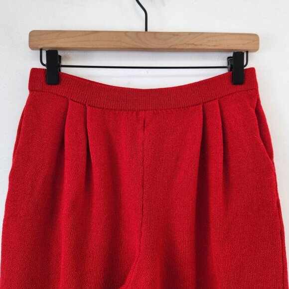 St. John Collection Marie Grey Red Santana Knit Pull-On Pants Trousers Size 4 - Picture 3 of 6